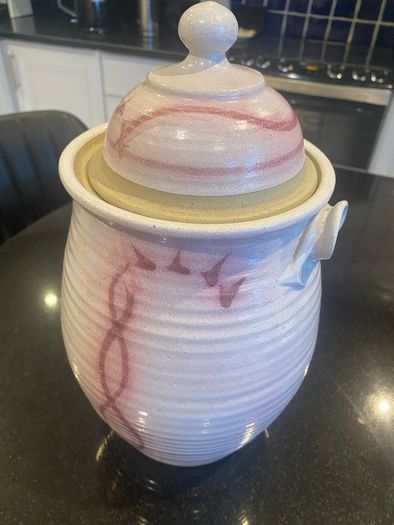 Beautiful very  Tall  12 inch Ceramic lidded pot