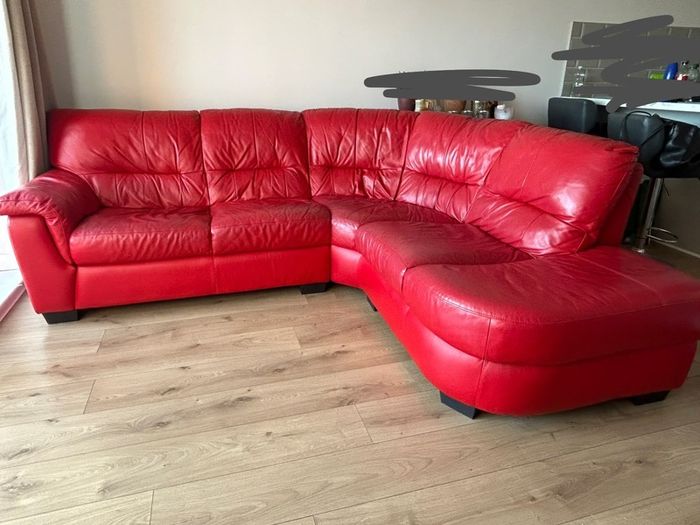 red leather corner suite
