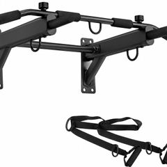 4 in 1 Wall Mounted Pull Up Bar | 6 Non-Slip Grips | Up to 200kg