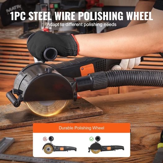 Burnishing Polishing Machine, 1300W 6 Variable Speed Surface Conditioning Tool, Handheld Electric Metal Burnishing Machine with Steel Wire Burnishing Wheel for Stainless Steel, Metal