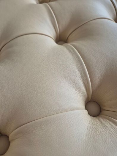 Luxury Chesterfield Bench  Gold Frame & White Tufted Upholstery 140cm