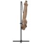 Cantilever Umbrella with LED lights and Steel Pole 250x250 cm Taupe Image 4