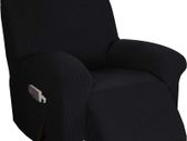 Stretch Recliner Cover Recliner Chair Covers for Living Room Recliner Chair Slipcover with Side Pocket, Thick Soft Small Checked Jacquard, Fitted Standard/Oversized Recliner, Black