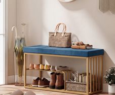 Velvet Bench and Shoe Storage