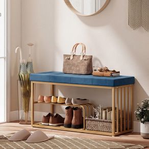 Velvet Bench and Shoe Storage