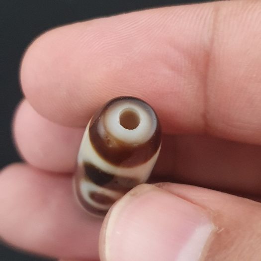 Antique 2 Eyes Himalayan Tibetan Agate Dzi Bead Amulet 29.6mm