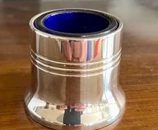 Antique Silver Plate Epns England Salts Pot with Cobalt Glass Blue Liner