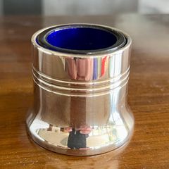 Antique Silver Plate Epns England Salts Pot with Cobalt Glass Blue Liner