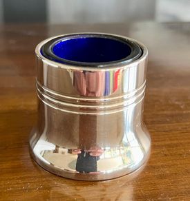 Antique Silver Plate Epns England Salts Pot with Cobalt Glass Blue Liner