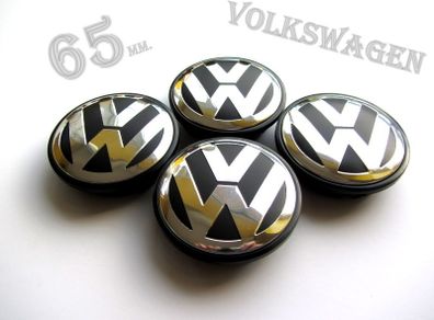 4x VW 65mm Black Chrome logo Volkswagen alloy wheel centre caps cap Hub Cover 65