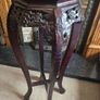 Vintage Mahogany Plant stand with Pink Marble Inlay Image 3