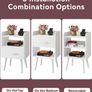 Bedside Table Set of 2, Nightstand, Side Table, Wooden Sofa End Table with Fabric Drawer, Open Shelf, Solid Wood Legs, 39x29x63 cm, for Bedroom, Living Room, White Image 7