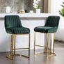 Set of 2 Velvet Bar Stools with Backrest for Kitchen Island Image 3