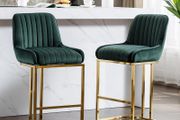 Set of 2 Velvet Bar Stools with Backrest for Kitchen Island