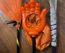 Halloween Witch brooms and monster hand