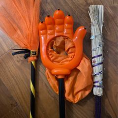 Halloween Witch brooms and monster hand