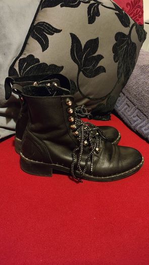 Price drop Zara Trafaluc Black Leather Combat Boots Size EU 39