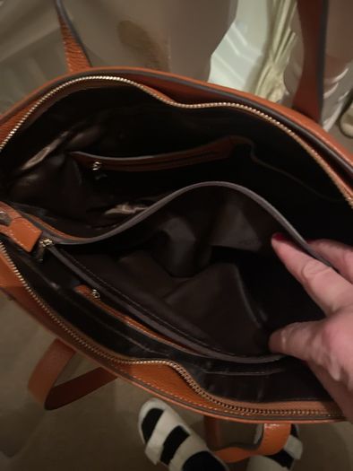 brown leather bag