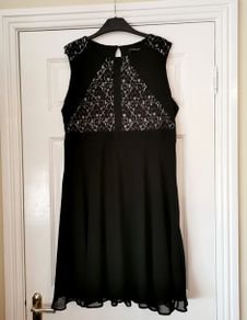 Beautiful Dress with White Black Lace size 18