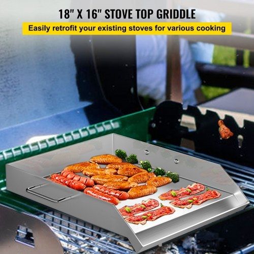 Square Grill Plate 16 x 18 Inch Stainless Steel Griddle Flat Top Grill Tripple Burner Stove Griddle