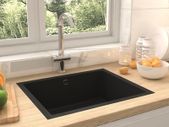 Kitchen Sink with Overflow Hole Black Granite