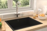 Kitchen Sink with Overflow Hole Black Granite