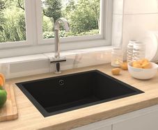 Kitchen Sink with Overflow Hole Black Granite
