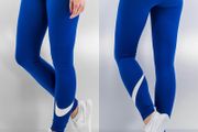 Brand new Genuine Blue  Nike Sportswear leg a see large swoosh leggings size L UK12/14 EUR40/42 Postage included