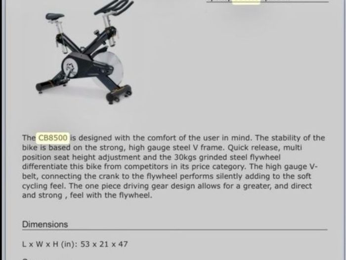 Sportop CB8500 spin bike 30kg flywheel