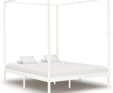 Canopy Bed Frame White Solid Pine Wood 6FT Super King
