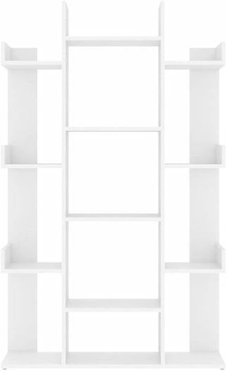 Book Cabinet in White Engineered Wood with Multiple Compartments and Compact Design for Living Room, Bedroom, Office