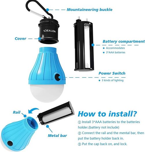 LED Tent Lantern Lamp Emergency Light Battery Powered Waterproof Portable Bulb for Hiking Fishing Camping Household Car Repairing  4 Pack (FREE POSTAGE)