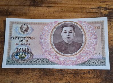 North Korea, 100 Won banknote, 1978, uncirculated UNC - free standard postage