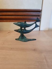 Vintage Couple of Dolphins Statue