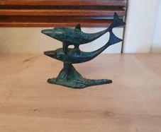 Vintage Couple of Dolphins Statue