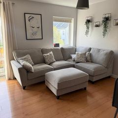 Large Corner Sofa with Footstool