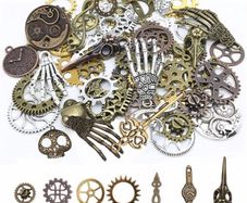 80PCS Assorted Antique Steampunk Gears Vintage Skeleton Charms Pendant Mixed for Necklace Bracelet Jewelry Making Accessory