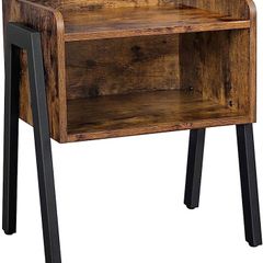 Nightstand, End, Stackable Side, Coffee Table with Open Front Storage Compartment, Retro Rustic Chic Wood Look, Accent Furniture with Metal Legs, Vintage (FREE SHIPPING)