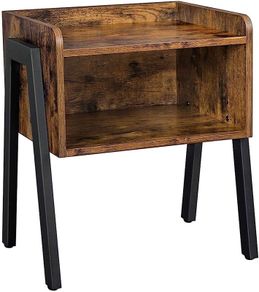 Nightstand, End, Stackable Side, Coffee Table with Open Front Storage Compartment, Retro Rustic Chic Wood Look, Accent Furniture with Metal Legs, Vintage (FREE SHIPPING)