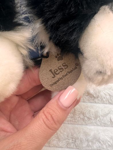 Keel Toys Jessie Border Collie Black White Dog Soft Plush approx. 25 cm. Blue Collar Used Please see photos