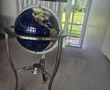 Gemstone Globe Floor Standing on Metal Stand with