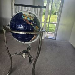 Gemstone Globe Floor Standing on Metal Stand with