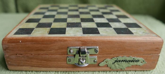 Chess Set made from Stone and Wood 6,5" x 6,5"