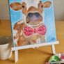 Cow with a bow - original acrylic painting on canvas Image 2
