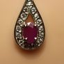 Sterling Silver Petite Natural Ruby and Zircon Drop Pendant and Chain Image 7