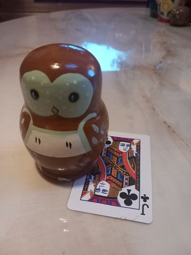 Bird, gnome, globe nesting dolls, D18 post 8e