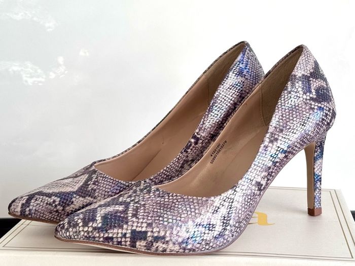 Snake Print Stiletto Heels - Pointed Toe Court Ladies Shoes