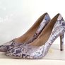 Snake Print Stiletto Heels - Pointed Toe Court Ladies Shoes Image 3