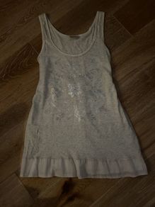 Indigo Dressy Stone long Vest Top Size 14