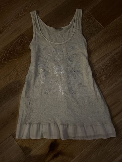 Indigo Dressy Stone long Vest Top Size 14